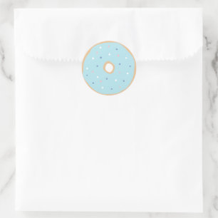 Blue Donut Födelsedagsfest Classic Round Sticker Runt Klistermärke
