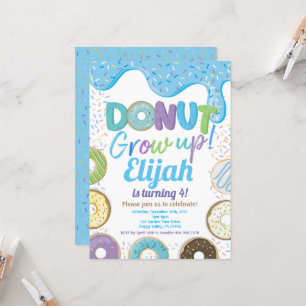 Blue Donut Grow Boy Kid Födelsedagsfest Invati Inbjudningar