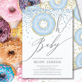 Blue Donut Oh Pojke Baby Shower Inbjudningar
