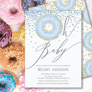 Blue Donut Oh Pojke Baby Shower Inbjudningar