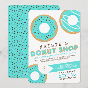 Blue Donut Shop Födelsedagsfest inbjudan