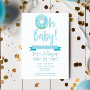 Blue Donut Sprinkles Polka Dot Oh Baby Baby Shower Inbjudningar