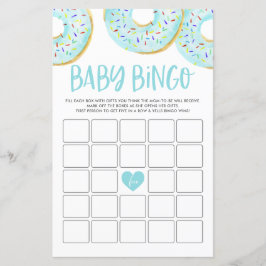 Blue Donuts Baby Shower Bingo Game Card