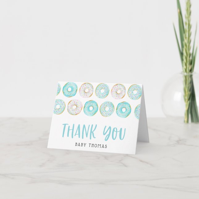 Blue Donuts Baby Shower Tack Kort (Framsida)