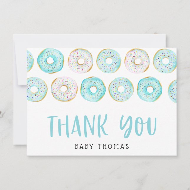 Blue Donuts Baby Shower Tack Kort (Framsida)