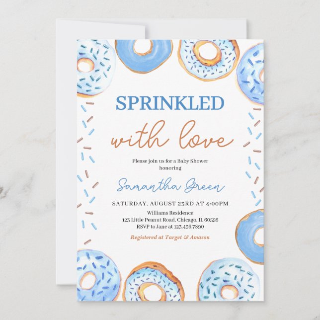 Blue Donuts Baby Sprinkle Baby Shower Inbjudningar (Framsida)