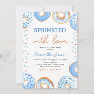 Blue Donuts Baby Sprinkle Baby Shower Inbjudningar