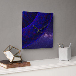 Blue Donuts In Space Square Geometric Wall Clock Fyrkantig Klocka