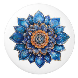 Blue Doodle 3D Mandala Knopp