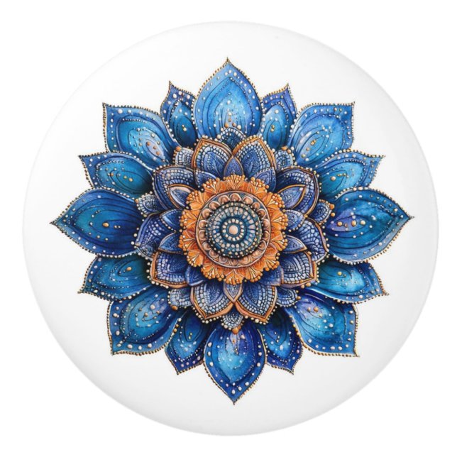 Blue Doodle 3D Mandala Knopp (Framsidan)