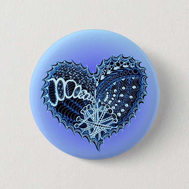 Blue Doodle Heart Knapp (Framsida)