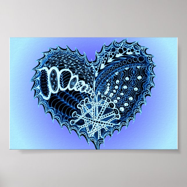 Blue Doodle Heart Poster (Framsidan)