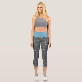 Blue Doodle Heart Yoga Byxor