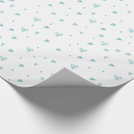 Blue Doodle Hearts Mönster Matching Baby Shower Presentpapper