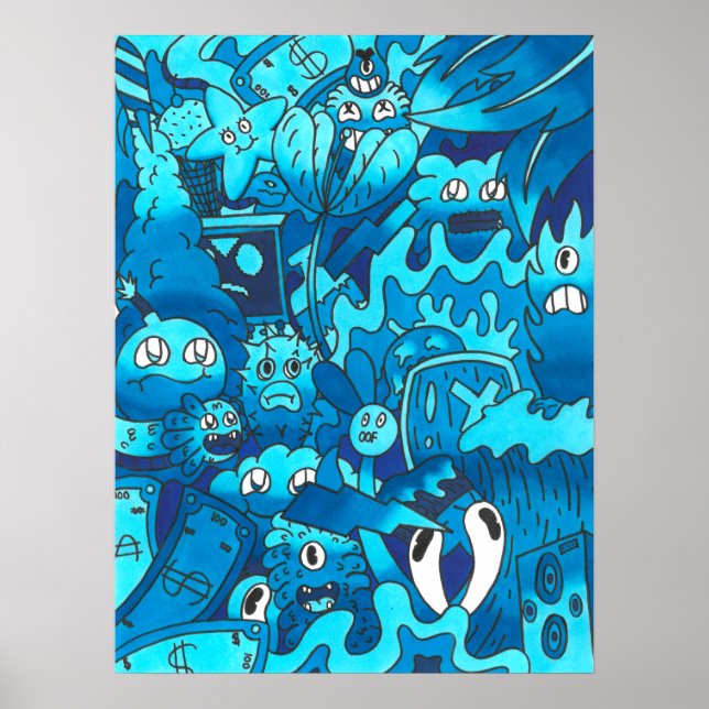 Blue Doodle Poster (Framsidan)