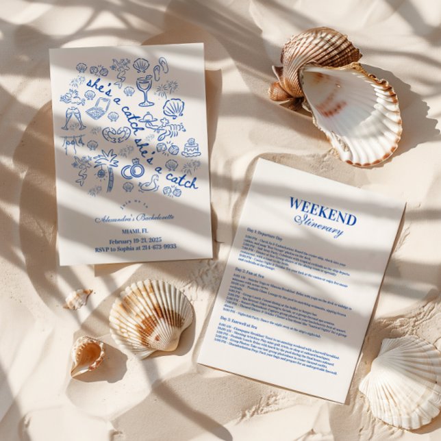 Blue Doodle Tropical Bachelorette Inbjudningar (Skapare uppladdad)