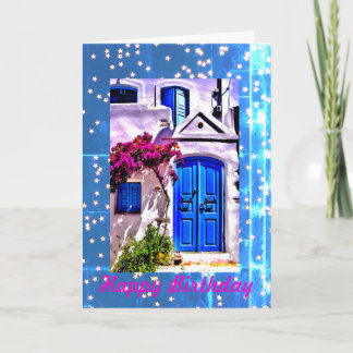 Blue Door Birthday, 5-tums x 7-tums veckors födels Kort