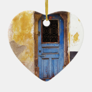 Blue Door Greece Rustic Vintage Grekiska Julgransprydnad Keramik