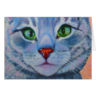 Blue Dora, Grått Tabby katt Hälsningskort