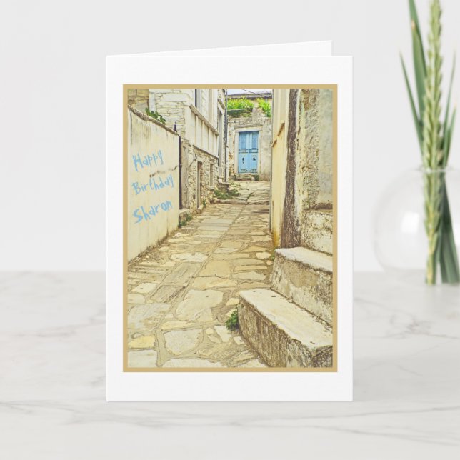 BLUE DÖRR/WALL GRAFFITI/GRATTIS PÅ FÖDELSEDAGEN KORT (Framsida)