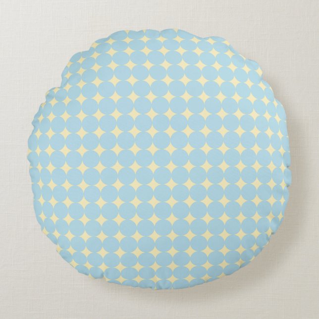 Blue Dot Geometric Nursery Throw Pillow - Round Rund Kudde (Framsidan)