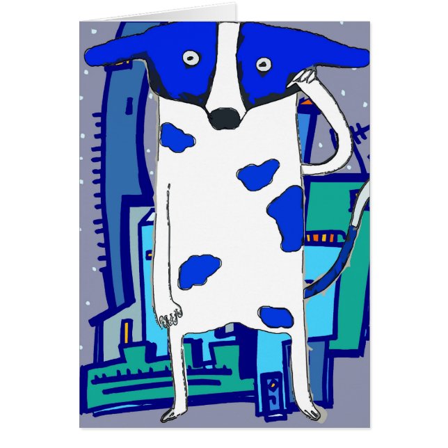 Blue Dot Hund Invades Earth Hälsningskort (Framsidan)