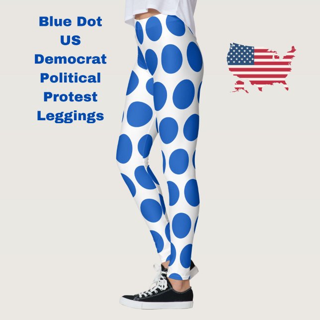 Blue Dot US Democrat Support Anti-Trump Protest Leggings (Resist with these Blue Dot US Democrat political protest leggings.)
