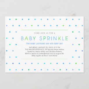 Blue Dots Boy Modern Clean Baby Sprinkle Inbjudan