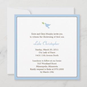 Blue Dove Baptism/julinbjudning Inbjudningar