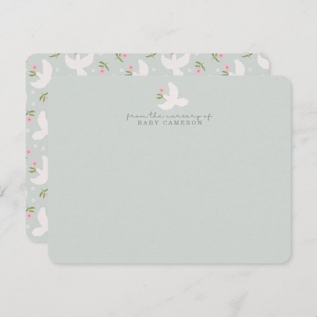 Blue Dove Nursery Note Card Inbjudningar (Fram/baksida)