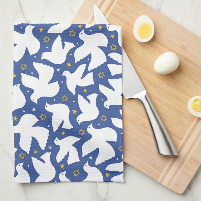Blue Dove Star of David Hanukkah Kitchen Towel Kökshandduk (Vikt i Fjärdedel)
