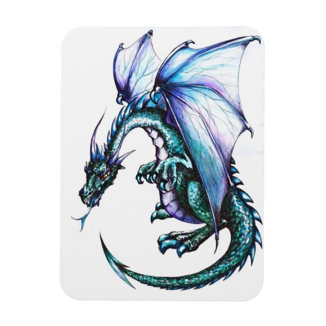 Blue Dragon 3"x4" fotomagnet Magnet (Vertikal)