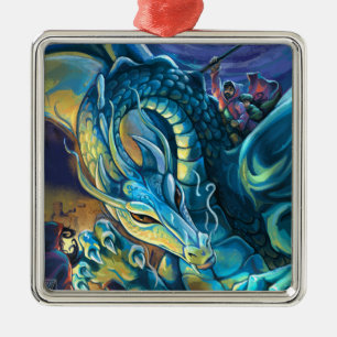 Blue Dragon and Rider Julgransprydnad Metall
