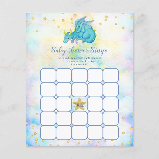 Blue Dragon Baby Shower Bingo Game (Framsida)