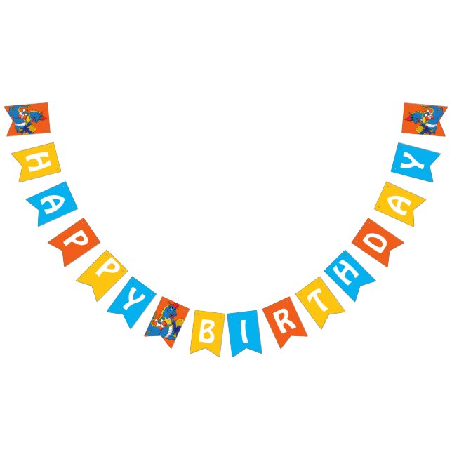 Blue Dragon Birthday Bunting Flagga (Alla)