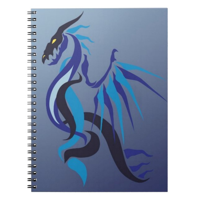 Blue Dragon Flame Anteckningsbok Med Spiral (Framsidan)