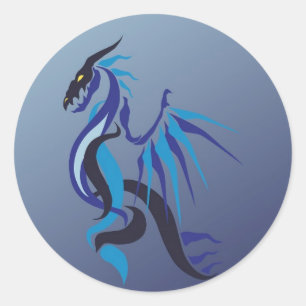 Blue Dragon Flame Runt Klistermärke