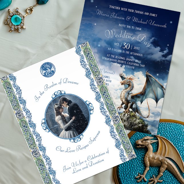 Blue Dragon OSA Celtic Wedding bjudande Vykort (Skapare uppladdad)