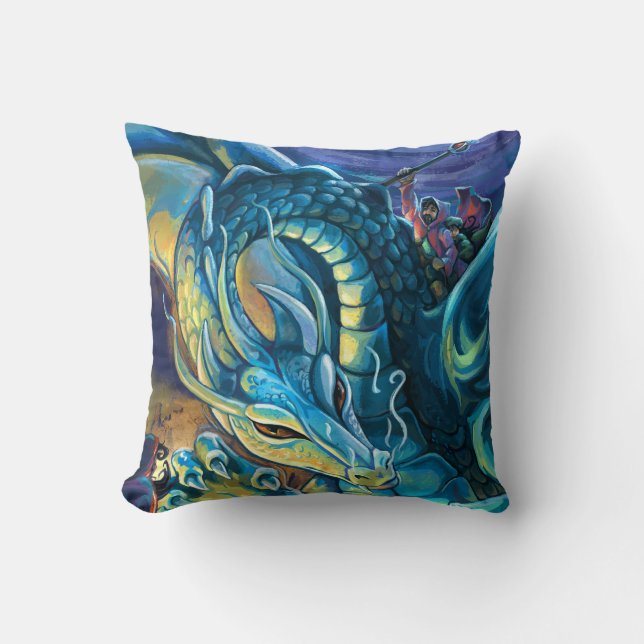 Blue Dragon Rider Kudde (Framsida)