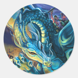Blue Dragon Rider Runt Klistermärke