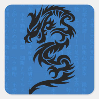 Blue Dragon Sticker Fyrkantigt Klistermärke
