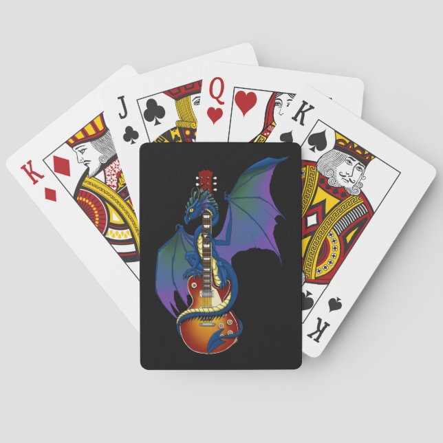 Blue Dragon Sunburst Guitar Music Casinokort (Baksidan)