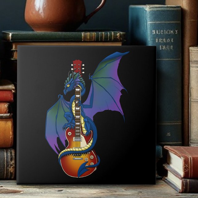 Blue Dragon Sunburst Guitar Music Kakelplatta (Skapare uppladdad)