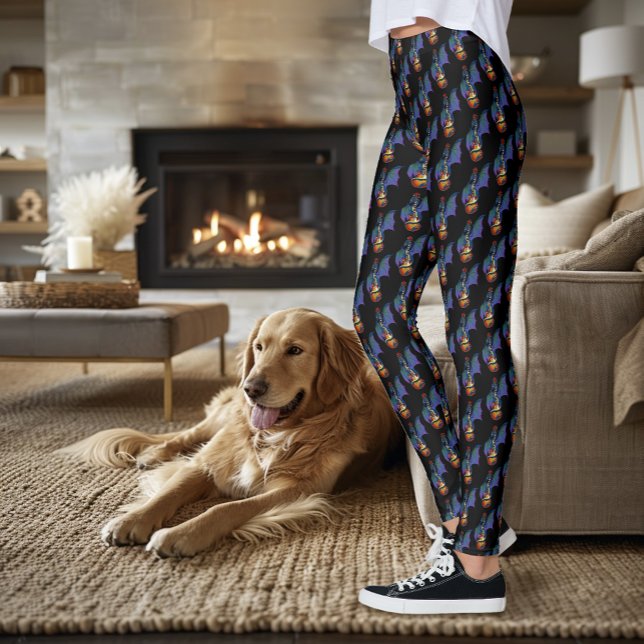 Blue Dragon Sunburst Guitar Music Leggings (Skapare uppladdad)
