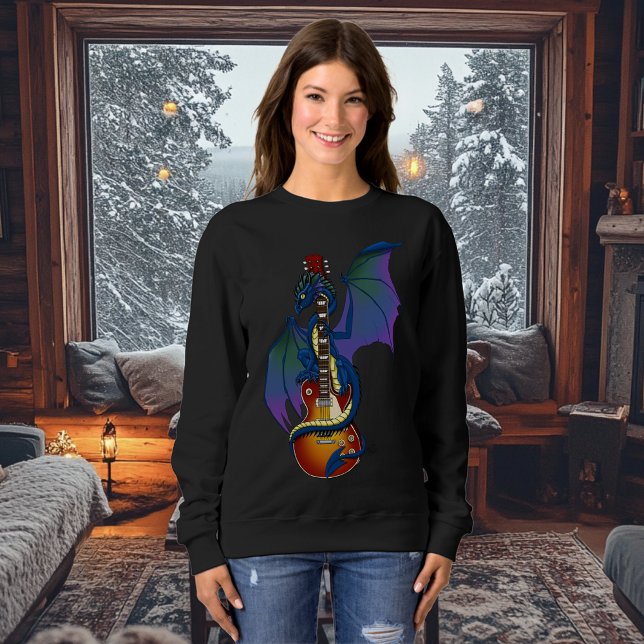 Blue Dragon Sunburst Guitar Music T Shirt (Skapare uppladdad)