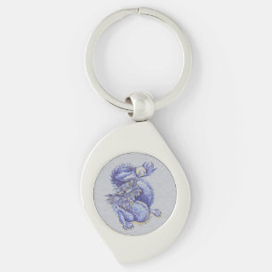 Blue Dragon Swirl Silverfärgad Nyckelring