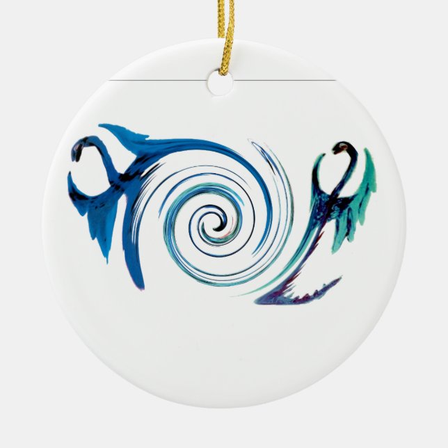 Blue Dragon Swirls Fantasy Animal Julgransprydnad Keramik (Framsidan)