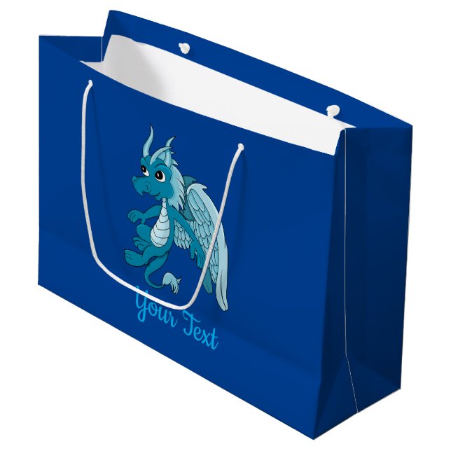 Blue Dragon Tecknad Large Gift Bag (Framsidan Vinklad)
