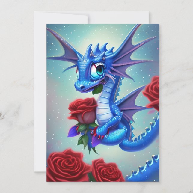 Blue Dragon Valentine Julkort (Framsida)