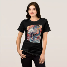 Blue Dragon with Blossoms and Clouds T Shirt